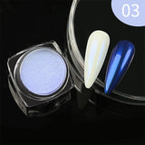 Popxstar Aurora Pearl Nude Pink White Nails Glitter Dust Chrome Moonlight White Rubbing on Powder Shell Mirror Pigment Nail Art Supplies