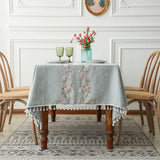 Popxstar Floral Pattern Tablecloth for Dining Table,Dust Proof Spillproof Soil Resistant Cotton Linen Rectangle Table Cover