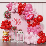 Popxstar 1set Valentines Day Red Love Bear Balloon Rose Red Pink Balloons Garland Valentines Day Home Decor Wedding Bbirthday Party Decor