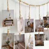Popxstar Macrame Photo Display Wall Decor Boho Home Decoration Wooden Beads Macrame Tapestry For Wall Hanging Room Decors Aesthetic Gift