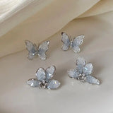 Popxstar Korean Fashion Color Crystal Flower Butterfly Earrings for Women Exquisite Elegant Earring Wedding Party Luxury Jewelry Gift