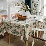 Cotton Linen Printed Pine Rectangular Fitted Tablecloth for Mantel Mesa Party Wedding Kitchen Dining Decor Table Met Cover