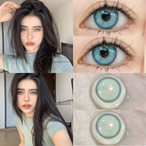 Popxstar  1Pair Green Color Contact Lens Pupils Nature High Quality Myopic Green Lens Blue  Eyes - 0.00 to- 8.00 Diopter Lenses