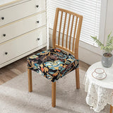Flowers Print Chair Seat Covers Removable Washable Anti-Dust Stretch Spandex Dining Room Upholstered Chair Cushion Slipcover