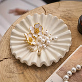 Popxstar Ceramic Ruffle Jewelry Tray Decor Tray High-grade Earrings Necklaces Jewelry Bowl Coffee Table Organizer Jewelry Display Plate