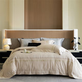 Popxstar  1000TC Egyptian Cotton Brushed Jacquard Embroidery Luxury Solid Color Bedding Set Duvet Cover Flat/Fitted Sheet Pillowcases 4Pcs