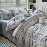 Popxstar Fashion Plaid Bedding Set 100% Cotton Duvet Cover Set Home Textiles Nordic Bed Sheet Queen King Quilt Cover Pillowcase Bed Linen