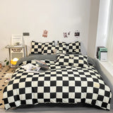 Popxstar Black and White Plaid Duvet Cover Set Full, Geometric Grid Bedding Set Soft Lattice Checkerd Comforter Cover with 2 Pillowcases