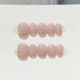 Popxstar 10Pcs Short Handmade Press on Nails Pink Peach Fake Nails Wearable Stick-on Nails Full Cover False Nail Накладные Ногти 수제네일