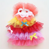 Summer  Spring Dog skirt thin Teddy bear small pet clothes colorful gradient Pompadour princess skirt