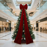 Christmas Bow with Long Streamers Christmas Tree Ornament Oversized Xmas Bowknot Soft Flocking Velvet for Home Party Wall Decor