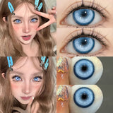 Popxstar  2 Pcs Cosplay Gold Colored Contacts Lenses with Degree Halloween Lenses Anime Purple Lenses Big Eyes Soft Makeup Pupils