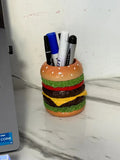 Popxstar Hamburger Pen Holder Pencil Holder for Desk Hamburger Handmade Pencil Holder Bedroom Desk Organizers Desk Accessories Decoration
