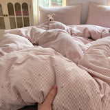 4Pcs Set Floral And Polka Dot Print Styles Duvet Cover Bed Sheet Pillowcase Full-Size Bedspread Set 1.5-Sleeper Bedding Set