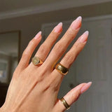 Popxstar  24Pcs Almond False Nails Pink Gradient Simple with French Design Wearable Fake Nails Short Full Cover Press on Nail Tips Art