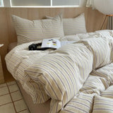 Single Double Exquisite Stripe 1Duvet cover+2Pillowcases 100%Cotton Experience Hotel-Like Comfort with Unparalleled Softness