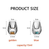 Popxstar  6pcs 15ml Luxury Crystal Glass Whisky Sake Shochu Bar Liqueur Gold Foil Glass Drinkware Set Hard Liquor Wine Glass Tea Cup Gifts