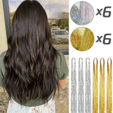 Popxstar 12pcs Glitter Sparkling Shinny Fairy Hair Accessories Tinsel Hair Extension for Women and Girls for Christmas New Year Halloween