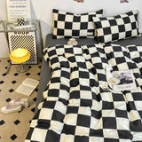 Popxstar Black and White Plaid Duvet Cover Set Full, Geometric Grid Bedding Set Soft Lattice Checkerd Comforter Cover with 2 Pillowcases