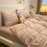 Popxstar Fashion Plaid Bedding Set 100% Cotton Duvet Cover Set Home Textiles Nordic Bed Sheet Queen King Quilt Cover Pillowcase Bed Linen