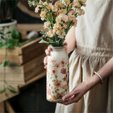 Popxstar  Retro Pastoral Ceramic Vase Home Furnished Ice Cracked Flower Pot Decorative Dry Flower Hydroponic Flower Arrangement Device
