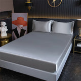 Popxstar Luxury Satin Fitted Sheet High-End Solid Color Mattress Cover With Elastic Band Bedsheet 140x200 200x220 Fit Sheet