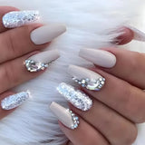 Popxstar 24Pcs Short Ballet False Nails with Bow Design White French Press on Nails Wearable Square Head Full Cover Fake Nail Manicure