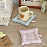 Popxstar  Home Decoration Coasters Dining Tables Square Insulation Pads Handmade Fabrics Heat-resistant Coffee Shop Tabletop Decoration