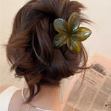 Popxstar Women's Laser Mermaid Princess Flower Shaped 8cm/3.15in Large-Size Brown Beige Lightweight Plastic Hair Clips Fashionable And