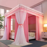 Four Season Quadrate Palace Mosquito Net with Frame Romantic Shading Bed Curtain Canopy Nets Three-door Bedcover Curtain