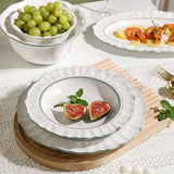 Popxstar  Sesame Glazed Lace Ceramic Plate Nordic Modern Relief Craft Dinner Set Plate and Dishes Fruit Salad Bowl Afternoon Tea Tableware