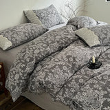 Popxstar  4PCS Vintage Style Bedding Set Ins Princess Lace Duvet Cover Flat Sheet Set Twin Double Size Bed Sheet Set For Bedroom Decor