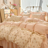 Popxstar room inspo ideas 3pcs 100% Cotton Duvet Cover Set (1*Duvet Cover + 2*Pillowcase, Without Core), Korean lace Bedding Set, Soft Comfortable