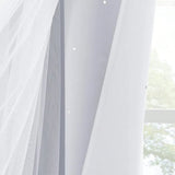 Popxstar  1pc Starry Hollow Polyester Blackout Curtain With Lace, Girls' Princess Style Dual-Layer Window Treatment Darkening Curtain