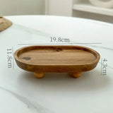 Popxstar Retro Japanese Solid Wood Tray Earring Jewelry Plate Perfume Shelf Cosmetics Storage Entrance Key Storage Tray Home Decorations
