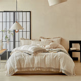 Popxstar  Large Tassel Style Bedding Set High Quality Skin Friendly Fabric Bed Sheet/Fitted Sheet Pillowcases Queen King Size Bed Set 4Pcs