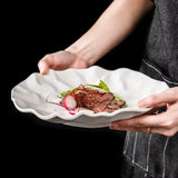 Popxstar  1PC Ceramic Dinner Plates for Home Pleated Texture Design Western Plates Japanese Style Dishes Good Looking Tableware