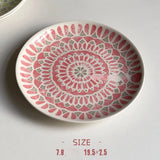 Popxstar  Ceramic Round Shape Floral Plates Dinner Sets Large Capacity Large Plate Dessert Salad Plate Beautiful Table Tableware Services