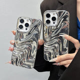 Fashion Silver 3D Unique Water Wave Texture Phone Back Cover For iPhone 17 Air 16 15 13 12 11 Pro Max Case