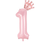 Popxstar  40inch Pastel Light Blue Pink Foil Number Balloon With Crown 1 2 3 4 5 6 Boy Girl Birthday Party Baby Shower Wedding Decoration