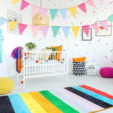 Popxstar Vintage Colorful Burlap Linen Bunting Flags Pennant For Happy Birthday Party Wedding Decoration Candy Bar