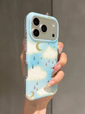 Popxstar  Ins Fashion Laser Moon Shiny Stars Clouds Shockproof IMD Phone Case For iPhone 17 16 15 14 13 Pro Max Back Cover Fundas Conque