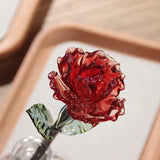 Popxstar  Glaze Rose Flower Eternal Flower Rose Desktop Glass Handicrafts Ornaments Simulation Glass Vase Flower Wedding Valentine's Gifts