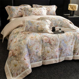 Popxstar  Premium 100% Cotton Brushed Bedding Set Flowers Prints Oil Painting Style Duvet Cover Flat/Fitted Bed Sheet Pillowcases 4Pcs