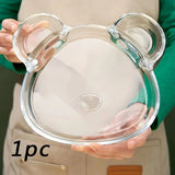 Popxstar  Glass Divided Serving Plate with Sauce Compartment Shell Design for Dumplings Desserts Seafood Sharing Dish Microwave Safe Gift