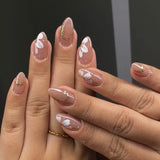 Popxstar  24pcs Wearable False Nail Spring Summer Short Oval Nails Art Colorful Flower Design Press on Nails Tips Finished Fake Nail Sets