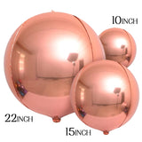 Popxstar 3pcs 4D Round Balloons Metallic Rose Gold Silver Foil Balloons Party Decorations for Birthday Wedding Gender Reveal Photo Props