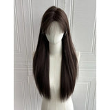 Popxstar Temperament Black Wig Long Black Hair Headband Lace Front Wigs Natural Comfortable Fluffy Long Straight Wig for Daily Use  가발