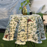 American Retro Oil Painting Dining Tablecloth Cotton and Linen Jacquard Table Cloth Thickened Pastoral Style Floral Table Runner