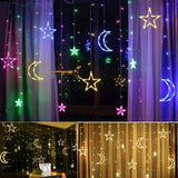 Popxstar 2.5M LED Lights Romantic Moon Star LED Curtain String Lighting Strip Holiday Wedding Garland Party Decoration